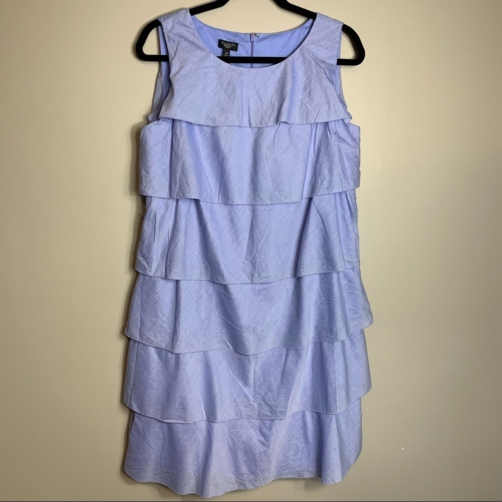 Talbots Petites Size 14P Purple A Line Tier Dress Party Sleeveless A Line Midi